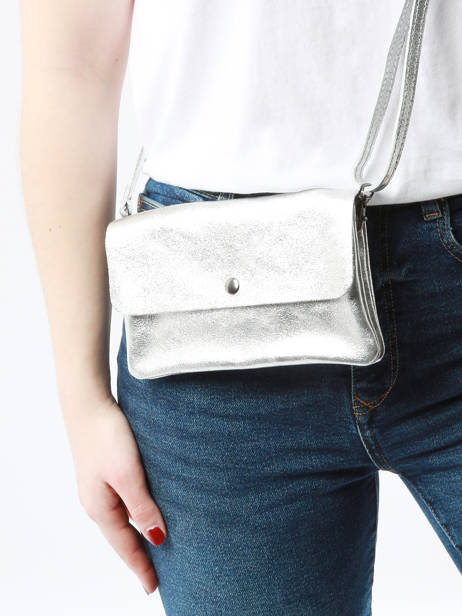 Sac Bandoulière Nine Cuir Milano Argent nine NI23067 vue secondaire 3