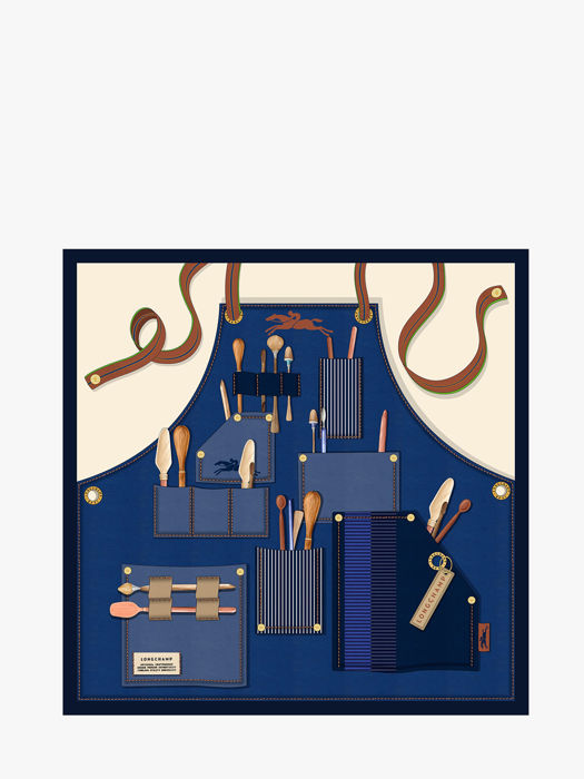 Longchamp Soie gots Foulard Bleu