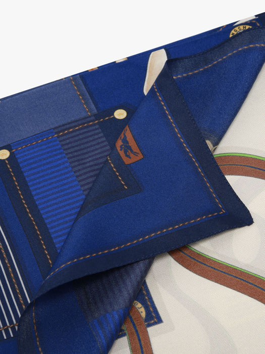 Longchamp Soie gots Foulard Bleu