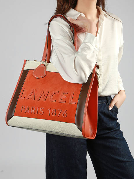 Sac Porté épaule Cabas D'ete Cuir Lancel Orange cabas d'ete A13369 vue secondaire 1